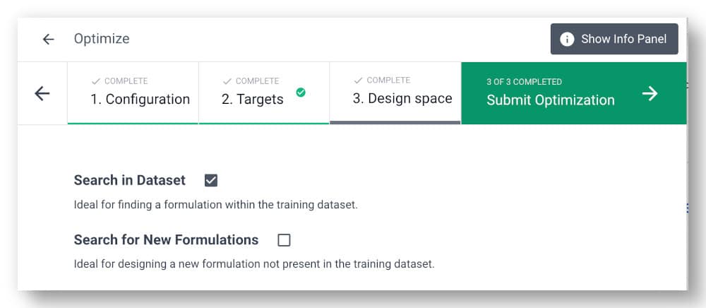 New feature - search existing dataset for formulations that meet the targets